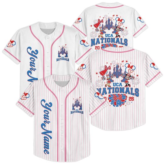 Discover Disney Minnie Daisy Besties Cheerleading Baseball Jersey, UCA National, WDW Magic Kingdom Cheerleading and Dance Championships