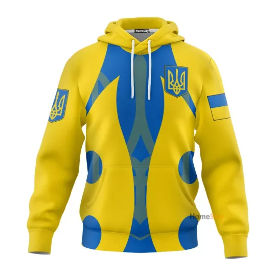 Ukraine Patriotic Ukrainian Flag With Trident Support Ukraine 3D Hoodie
