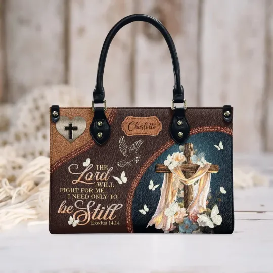 Discover Personalized Bible Verse Leather Handbag, Cross Faith Christian Leather Bag