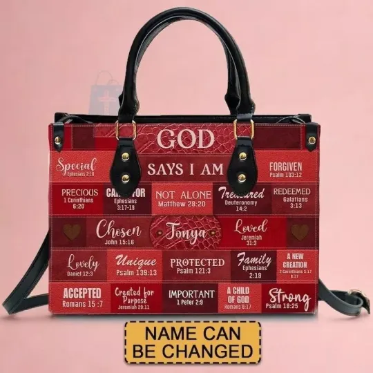 Discover Personalized Inspirational Scripture Leather Handbag, Christian God Leather Bag