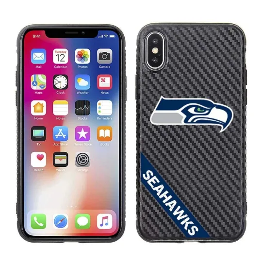 football Seattle Seahawks Black Carbon Case for iPhone X, XS (5.8")