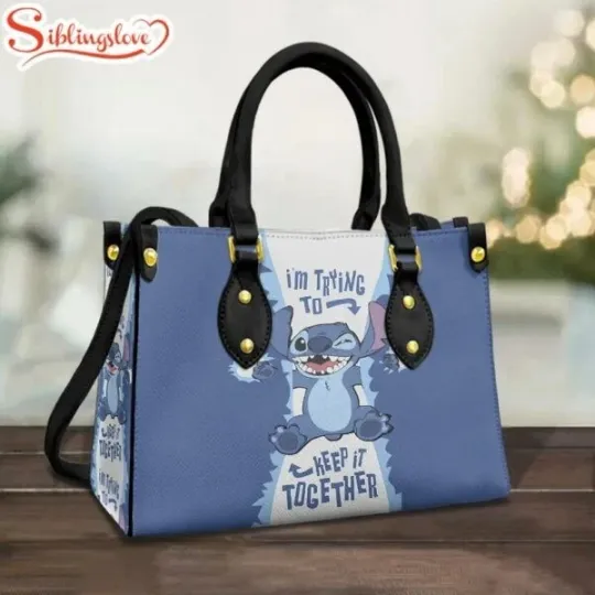 Discover Blue Stitch Leather Handbag