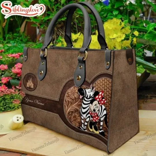 Discover Custom Name Vintage Minnie Leather HandBag