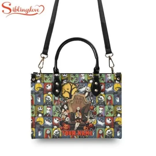 Discover Custom Name The Nightmare before Christmas Women Bag Cartoon Leather Handbag