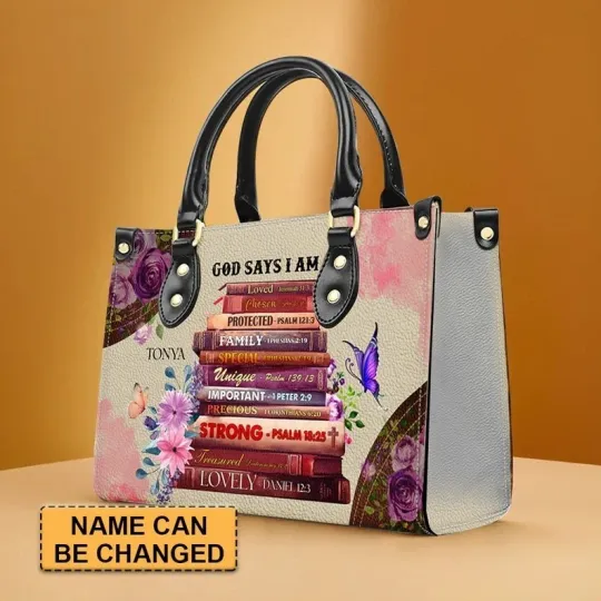 Discover Personalized Scripture Leather Handbag