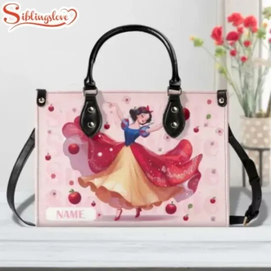 Discover Custom Name Snow White Cartoon Leather Handbag