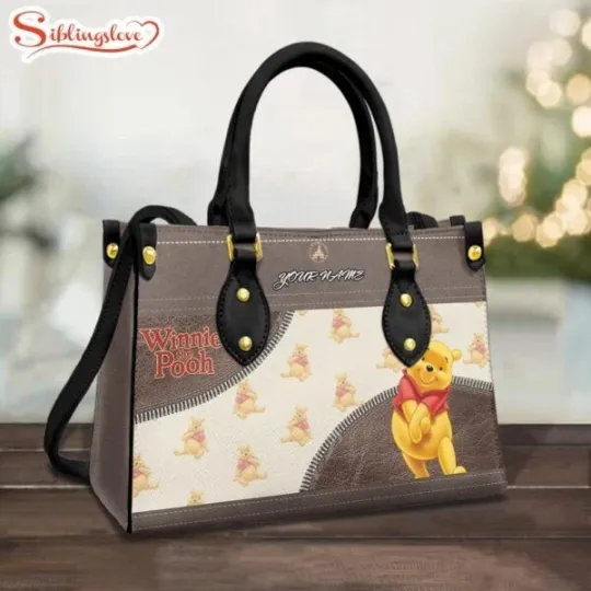 Discover Custom Name Winnie The Pooh Leather Handbag