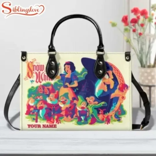 Discover Custom Name Snow White Leather Handbag