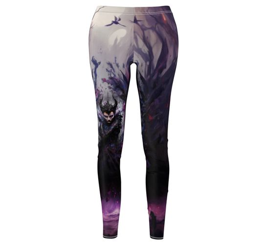 Discover Mistress of Evil Inspired Asymmetrical Leggings - Unleash Elegance and Darkness in Every Step!