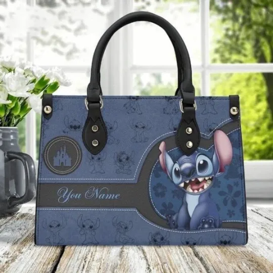 Discover Custom Name Cute Stitch Heart Women Leather Handbag