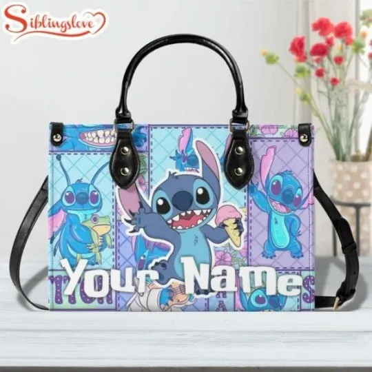 Discover Custom Name Cute Stitch Stitch Leather Handbag