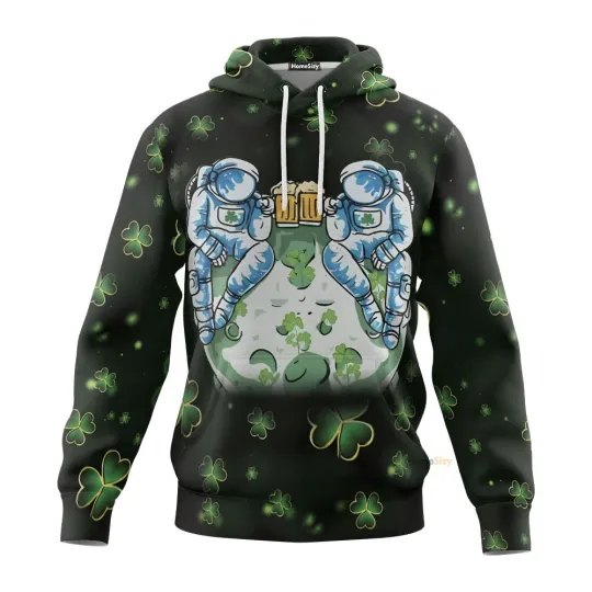 Discover St Patrick Drinking Out Space 3D Hoodie for Men and Women