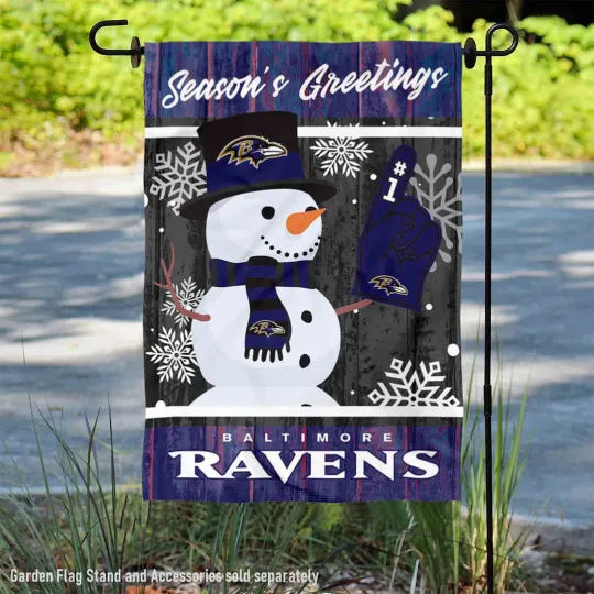 Baltimore Ravens Holiday Winter Snow  Garden Yard Banner Flag