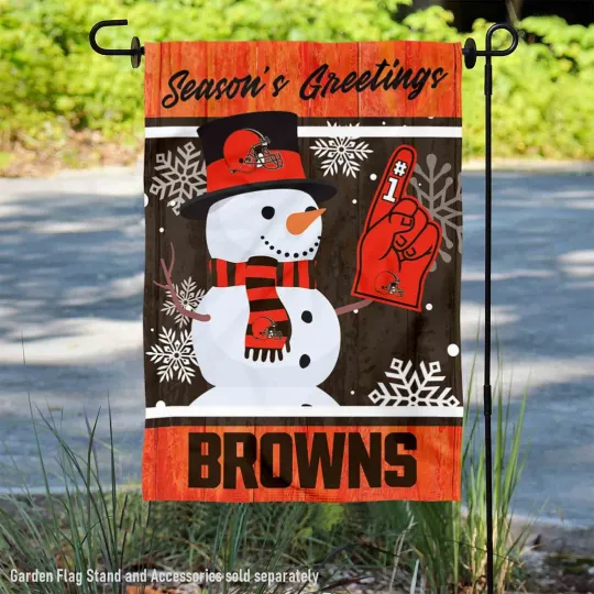 Cleveland Browns Holiday Winter Snow  Garden Yard Banner Flag