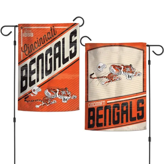 Discover CINCINNATI BENGALS RETRO LOGO 12"X18" 2 SIDED GARDEN FLAG NEW WINCRAFT 🐯