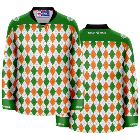 Discover St Patrick's Day Irish Argyle Ugly Sweater Holiday Hockey Jersey