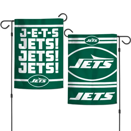 Discover NEW YORK JETS J-E-T-S J-E-T-S J-E-T-S 12"X18" 2 SIDED GARDEN FLAG WINCRAFT ✈️