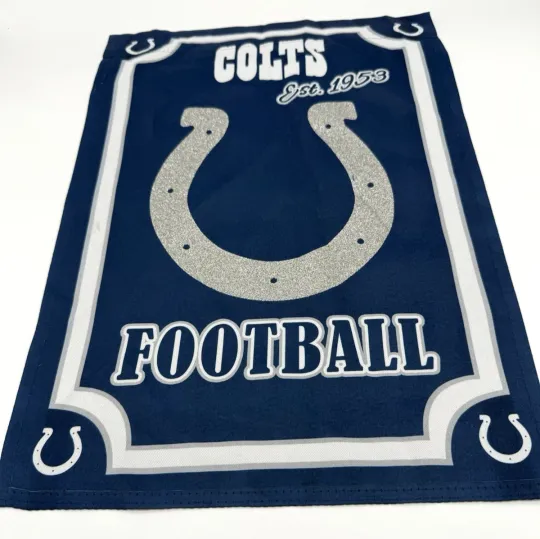 Discover Indianapolis Colts Suede Garden Flag Two Sided 12.5" X 18"