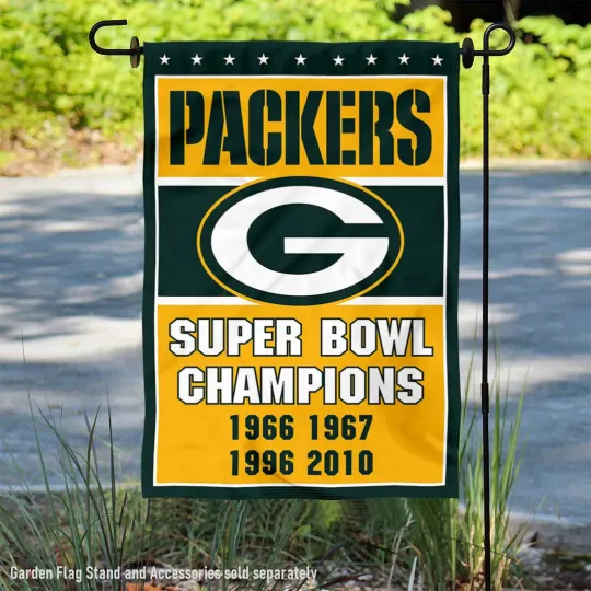Green Bay Packers 4 Time Super Bowl Champions Garden Flag and Yard Banner