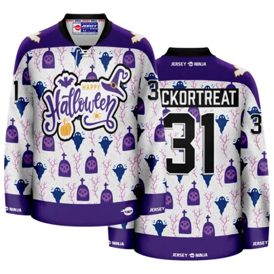 Discover Halloween Emblazoned Ghosts Holiday Hockey Jersey