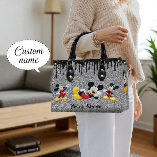 Discover Custom Mickey Mouse Leather Bag, Mouse Bag, Cartoon Leather Crossbody Bag, Disne