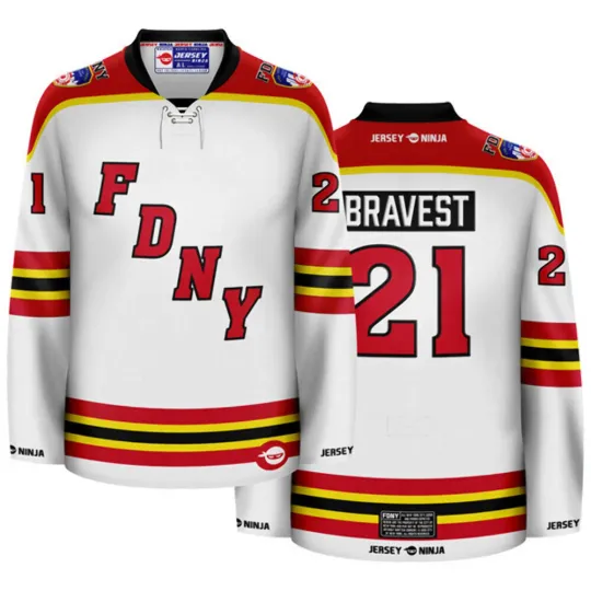 Discover Fire Department NY Wordmark White Hockey Jersey