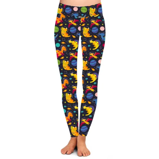 Discover Space Dinosaurs Printed Leggings for Women