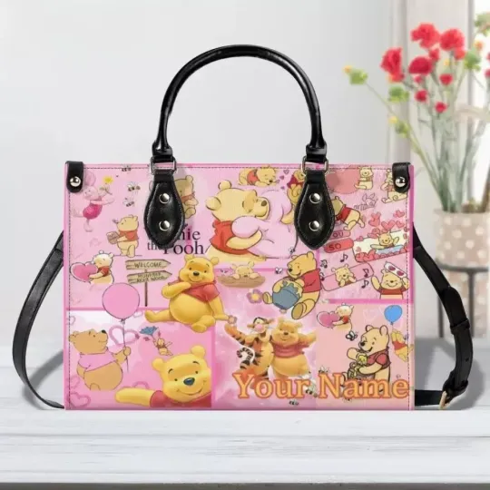 Discover Personalized Winnie The Pool Leather Handbag, Disney Leather Handbag, gift Woman