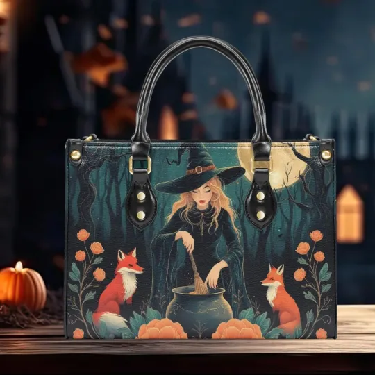 Discover Women's  shoulder bag vegan leather Handbag   Halloween witch