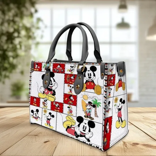 Discover Personalized Disney Mickey Leather Handbag, Mickey Disney Leather Handbag, Vinta