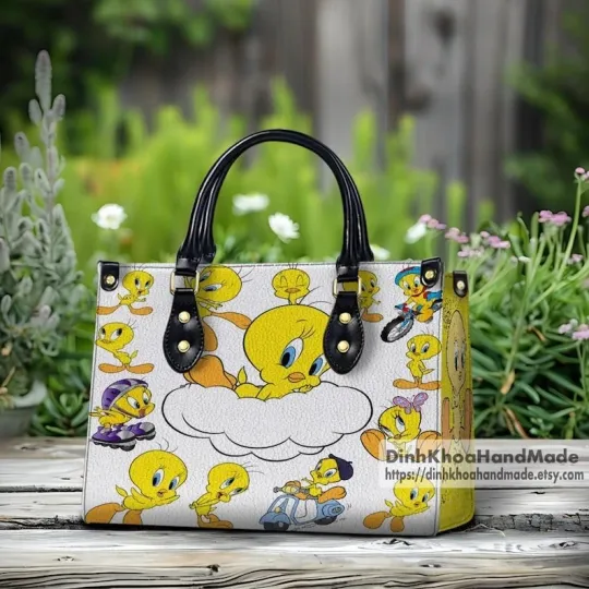 Discover Tweety Bird Handbag: Personalized PU Leather Top Handle Bag