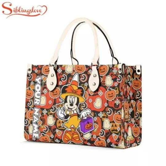 Discover Custom Name Mickey Halloween Women Bag Cartoon Leather Handbag