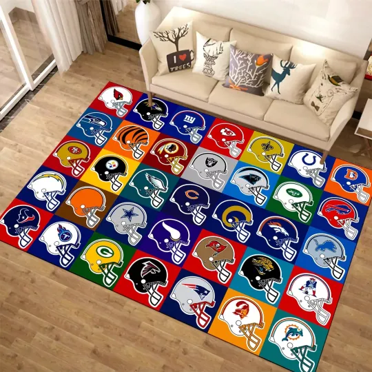 Discover American Football Rug,Football Helmet Rug,Sports Rug,Area Rug,Gift For Him,