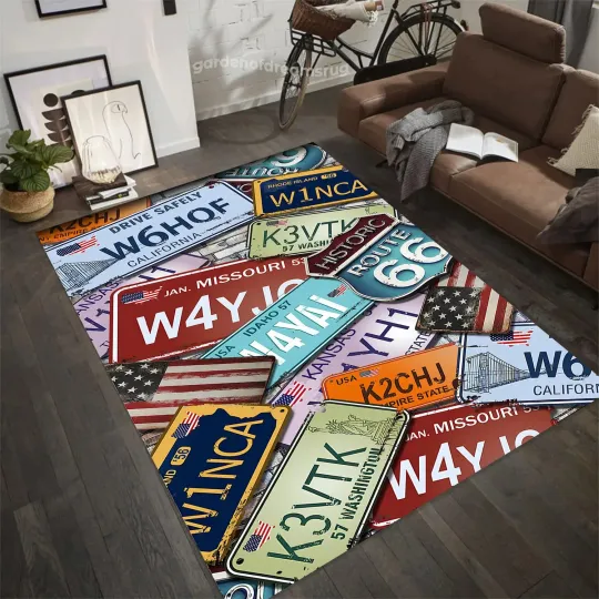 Discover Route 66 Rug, Road Rug, Route 66 Decor, American Highway Rug, Boys Room Rug, Hom