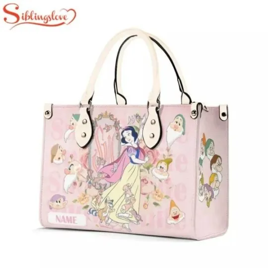 Custom Name Snow White Disney Women Bag Cartoon Leather Handbag