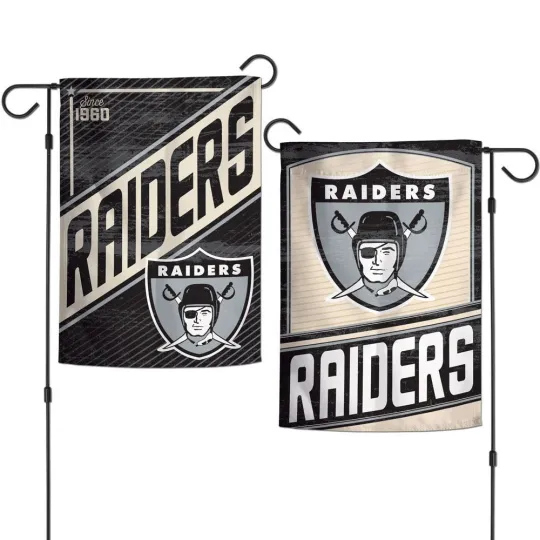 LAS VEGAS RAIDERS CLASSIC RETRO LOGO 12"X18" 2 SIDED GARDEN FLAG NEW WINCRAFT