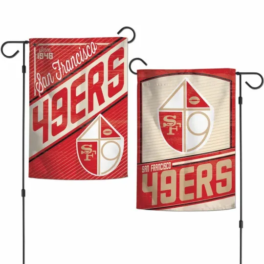 SAN FRANCISCO 49ERS CLASSIC LOGO RETRO 12"X18" 2 SIDED GARDEN FLAG NEW WINCRAFT