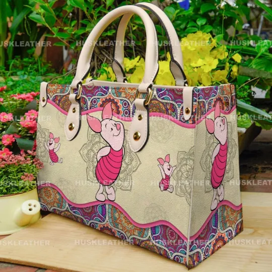 Discover Personalized Piglet Leather Handbag, Disney Piglet Lovers Shoulder Bag Gift