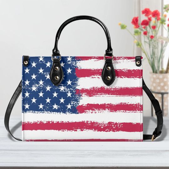 Discover American Flag Shoulder Purse US Patriotic Leather Crossbody Handbag for Women