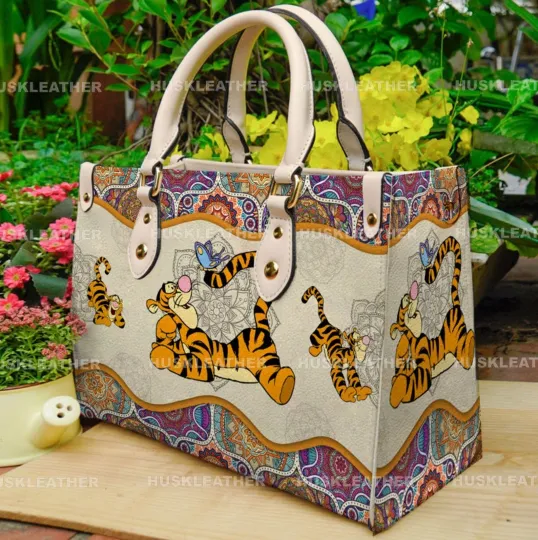 Discover Personalized Tigger Leather Handbag, Disney Tigger Lovers Shoulder Bag Gift