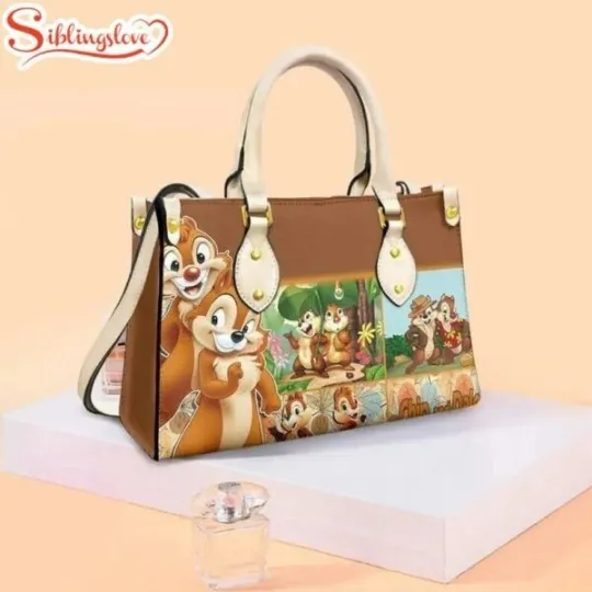 Cute Chip n Dale Christmas Cartoon Women Leather Handbag