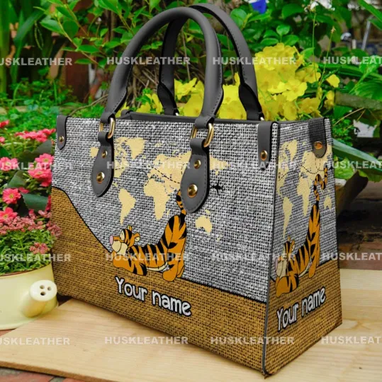 Discover Personalized Tigger Leather Handbag, Disney Tigger Lovers Shoulder Bag Gift
