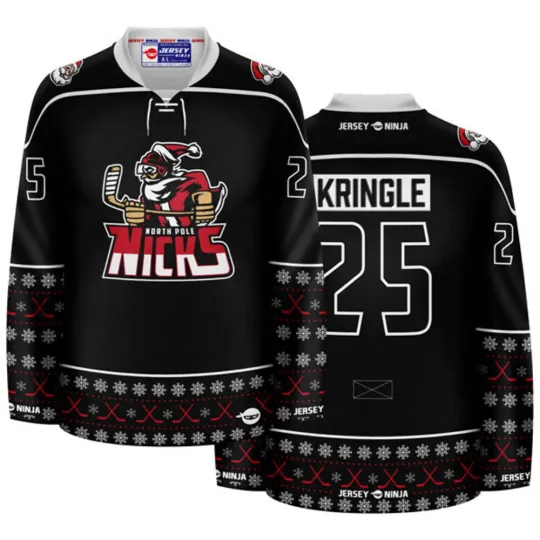 Christmas North Pole Nicks Blackout Holiday Hockey Jersey