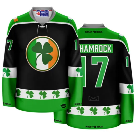 Discover St Patrick's Day Irish Shamrock Black Holiday Hockey Jersey