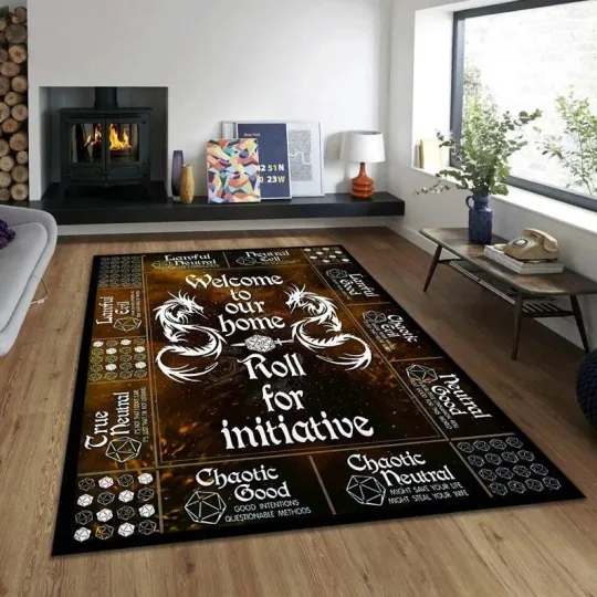 Discover Dungeons Dragons Rug, Kids Room Rug, Living Room Rug,Roll for İnitiative, Design