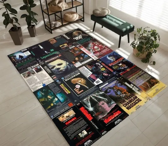 Discover VHS Case Themed Horror , 80s Nostalgic Rug, Movie Room Rug,Nostalgic Retro Styl