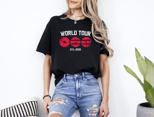 Discover Retro World Tour BTS 2026 Tee, Band Concert Shirt, Comeback Tour, Bangtan Boys, Army Fan Gift, Arirang, Vintage Style Tee, Unisex