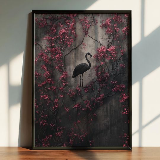 Discover Gothic Fantasy Black Flamingo Poster, Arcadia WorldInspired Poster, Metal Music Poster, Digital Poster