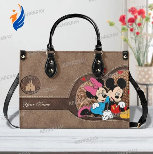 Mickey Minnie Leather Handbag, Mickey Women Bags Purses, Mickey Lover’s Handbag,