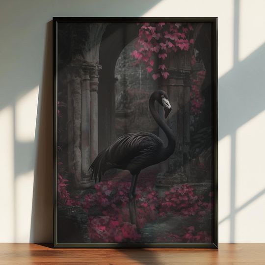 Discover Gothic Fantasy Black Flamingo Poster, Arcadia WorldInspired Poster, Metal Music Poster, Printable Digital Poster